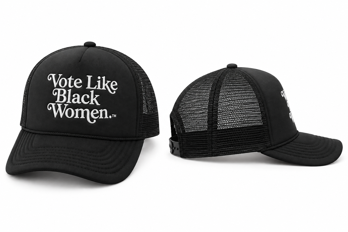 White on Black Trucker
